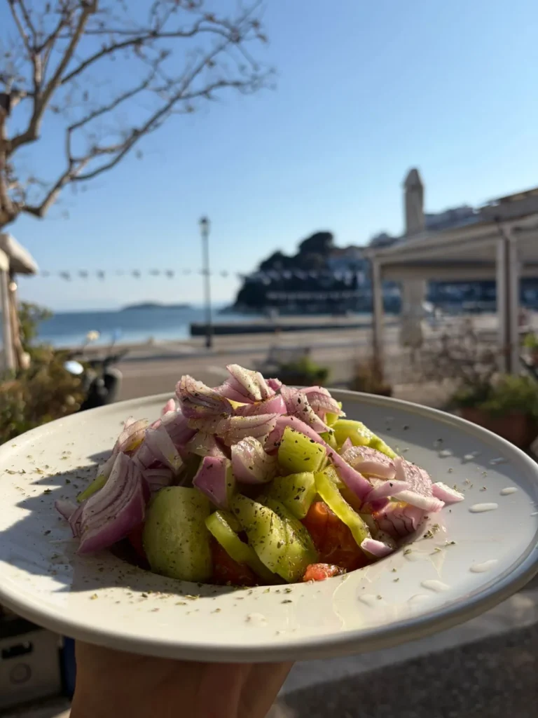Ladokola grill house tavern skiathos greek salad in oldport