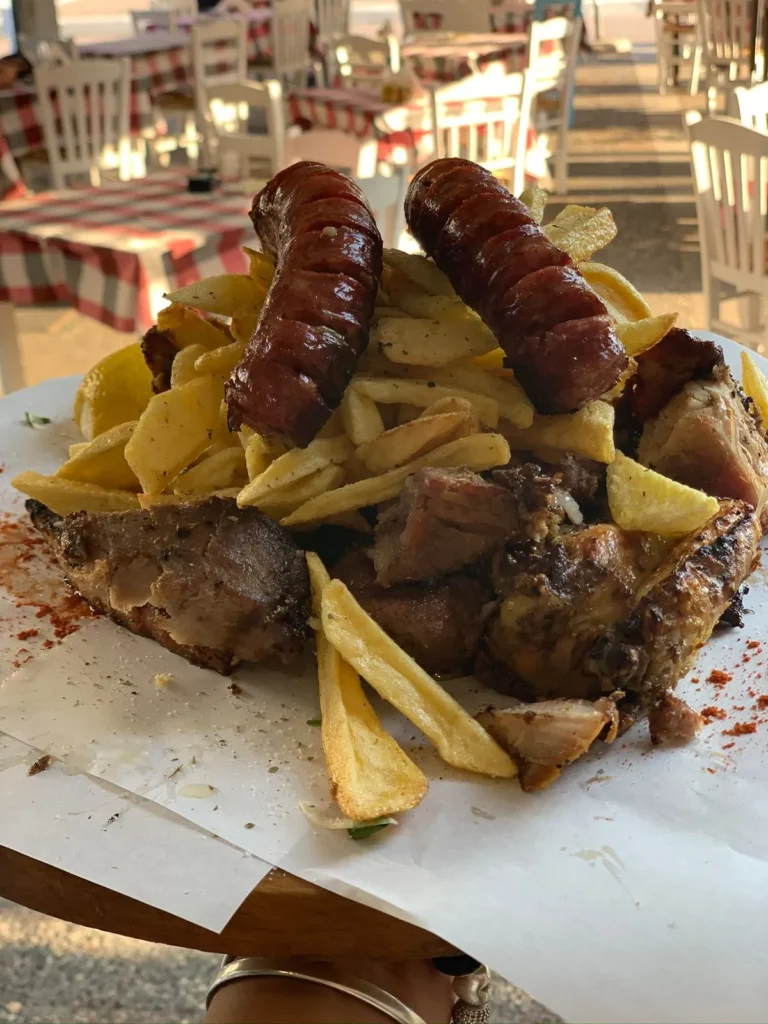 Ladokola grill house tavern skiathos sausage plate